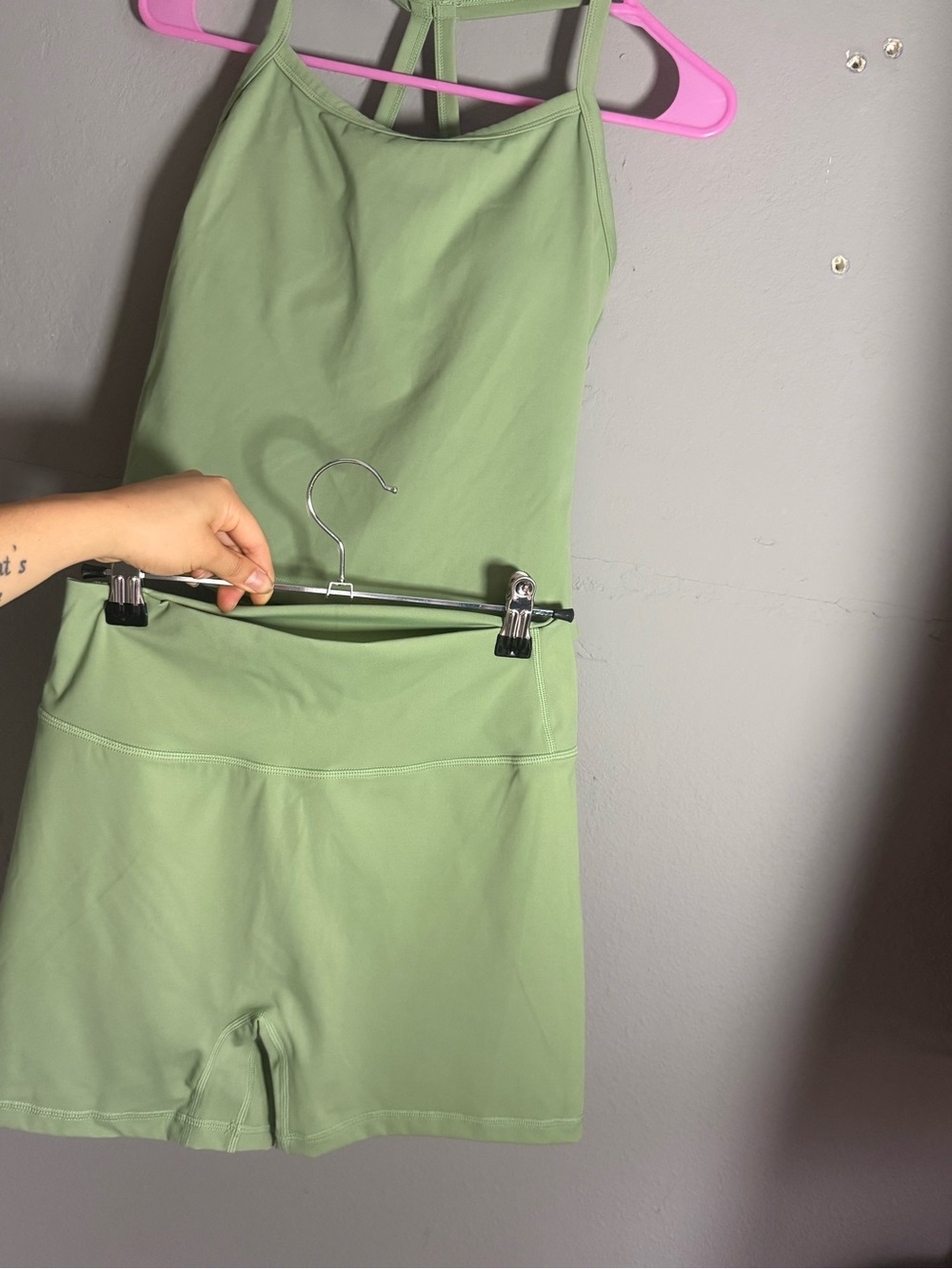 Women’s High-Rise Active Shorts and top in Light Green